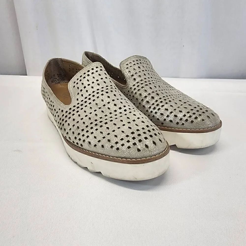 Franco Sarto Florie Low Top Slip On Silver Fashion Sneakers,Size 8.5 M